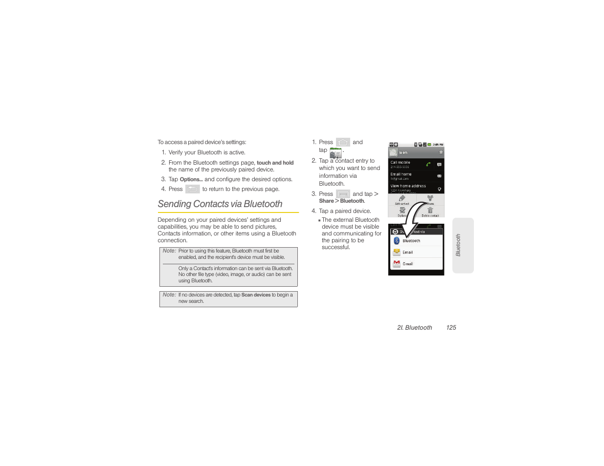 Sending contacts via bluetooth | Samsung SPH-M580ZKASPR User Manual | Page 139 / 230