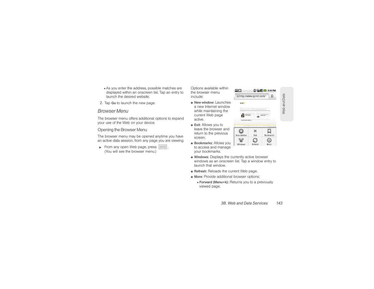 Browser menu | Samsung SPH-M580ZKASPR User Manual | Page 157 / 230