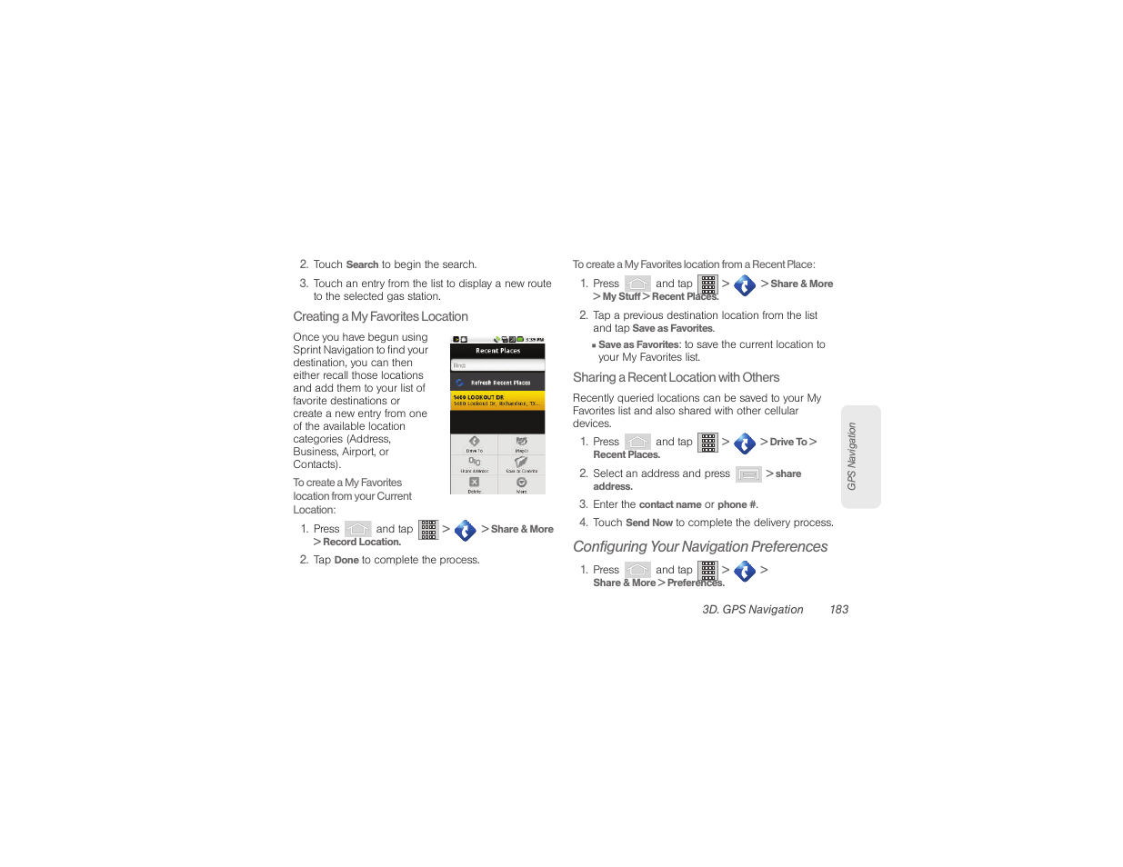 Configuring your navigation preferences | Samsung SPH-M580ZKASPR User Manual | Page 197 / 230