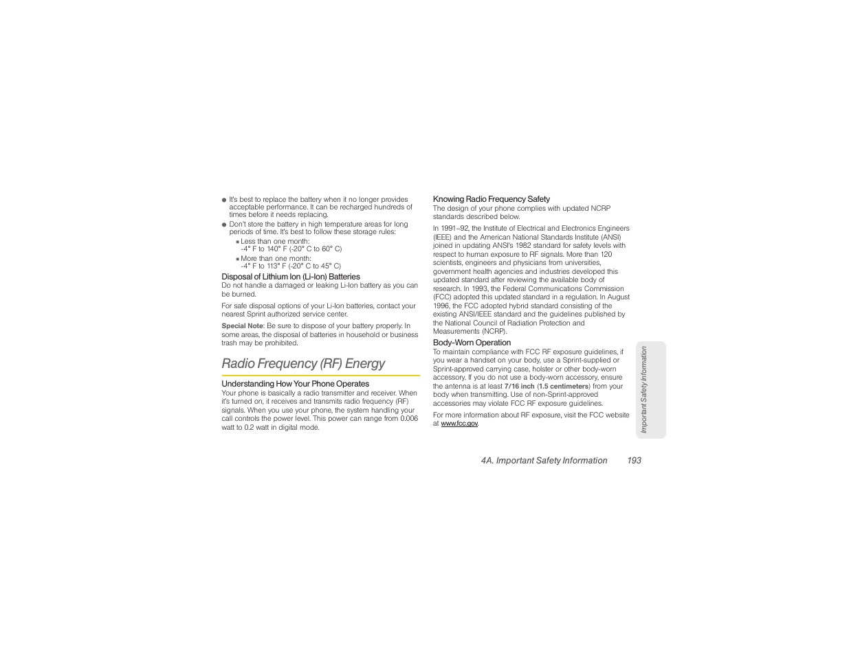 Radio frequency (rf) energy | Samsung SPH-M580ZKASPR User Manual | Page 207 / 230