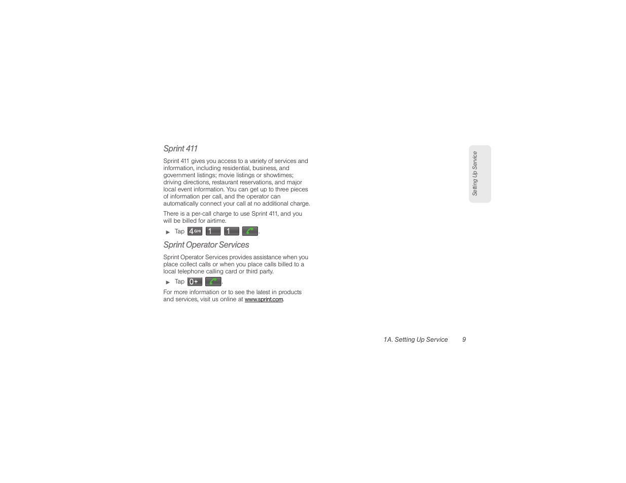 Sprint 411, Sprint operator services | Samsung SPH-M580ZKASPR User Manual | Page 23 / 230