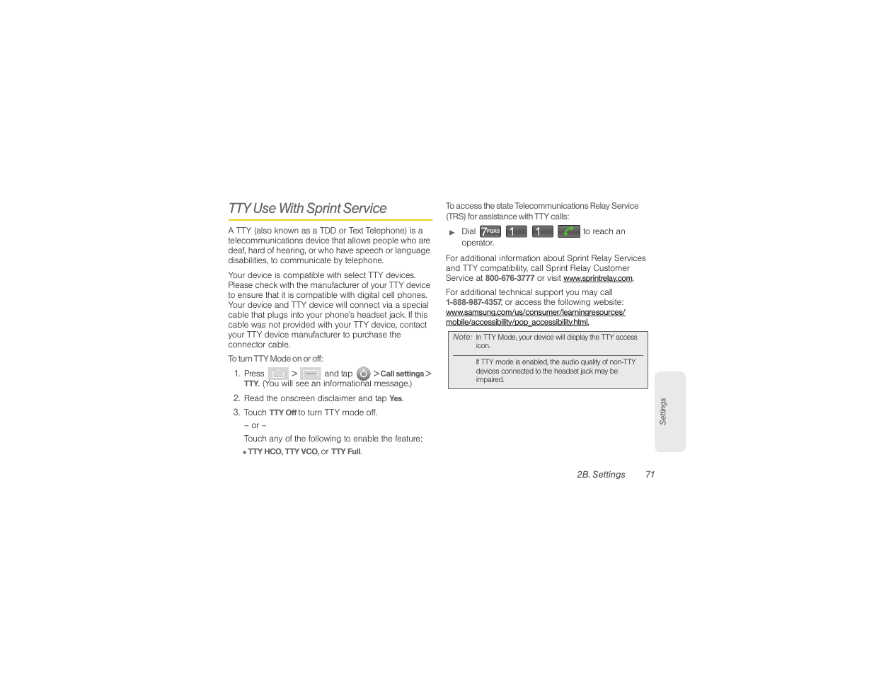 Tty use with sprint service | Samsung SPH-M580ZKASPR User Manual | Page 85 / 230