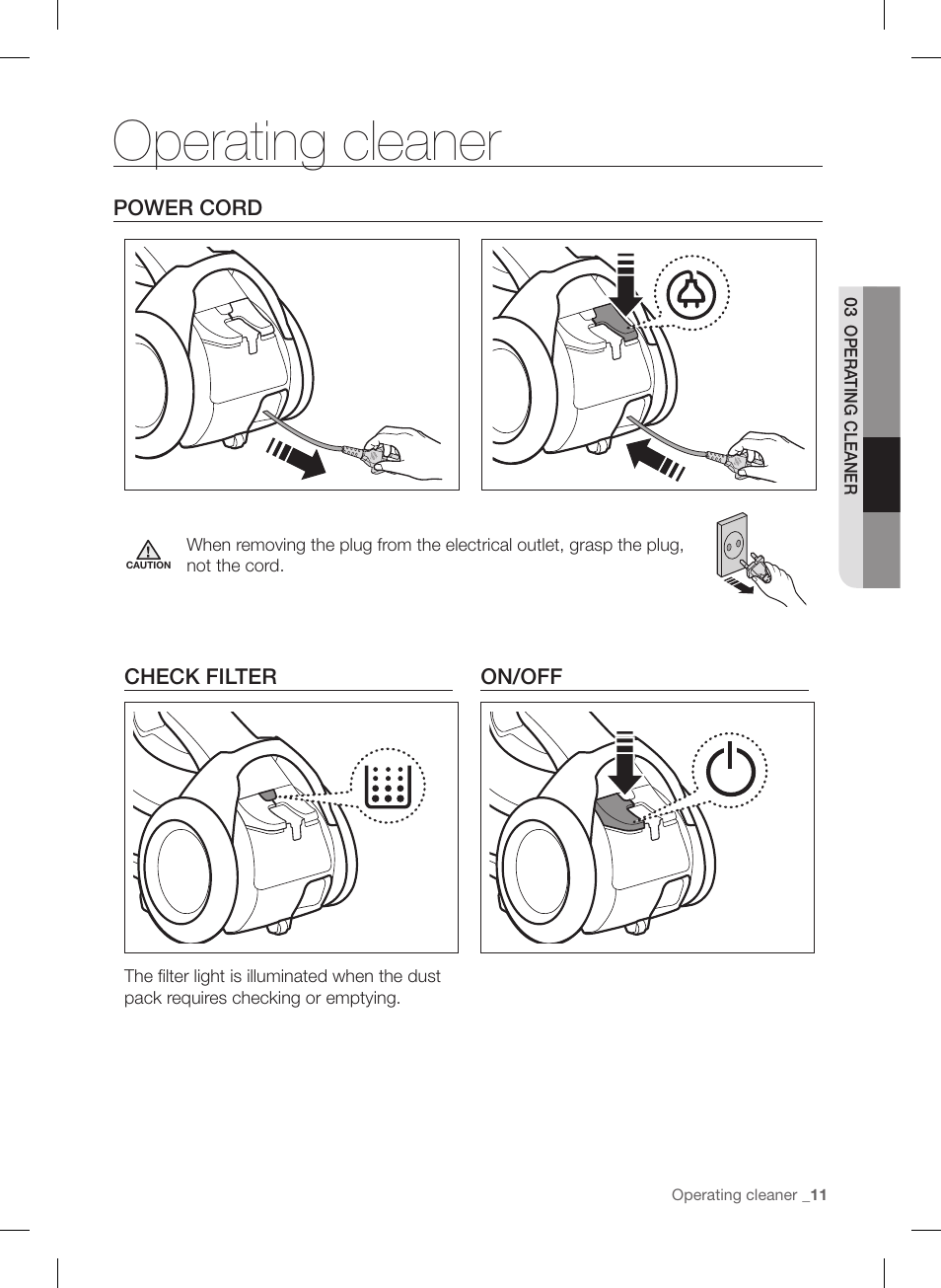 Operating cleaner | Samsung VC12F70HNHR-AA User Manual | Page 11 / 72