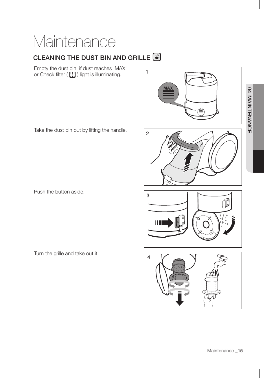 Maintenance | Samsung VC12F70HNHR-AA User Manual | Page 15 / 72