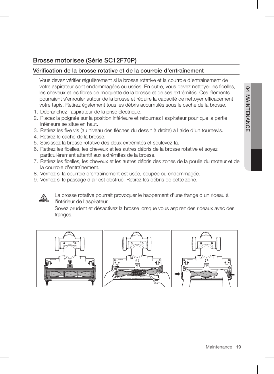 Brosse motorisee (série sc12f70p) | Samsung VC12F70HNHR-AA User Manual | Page 43 / 72