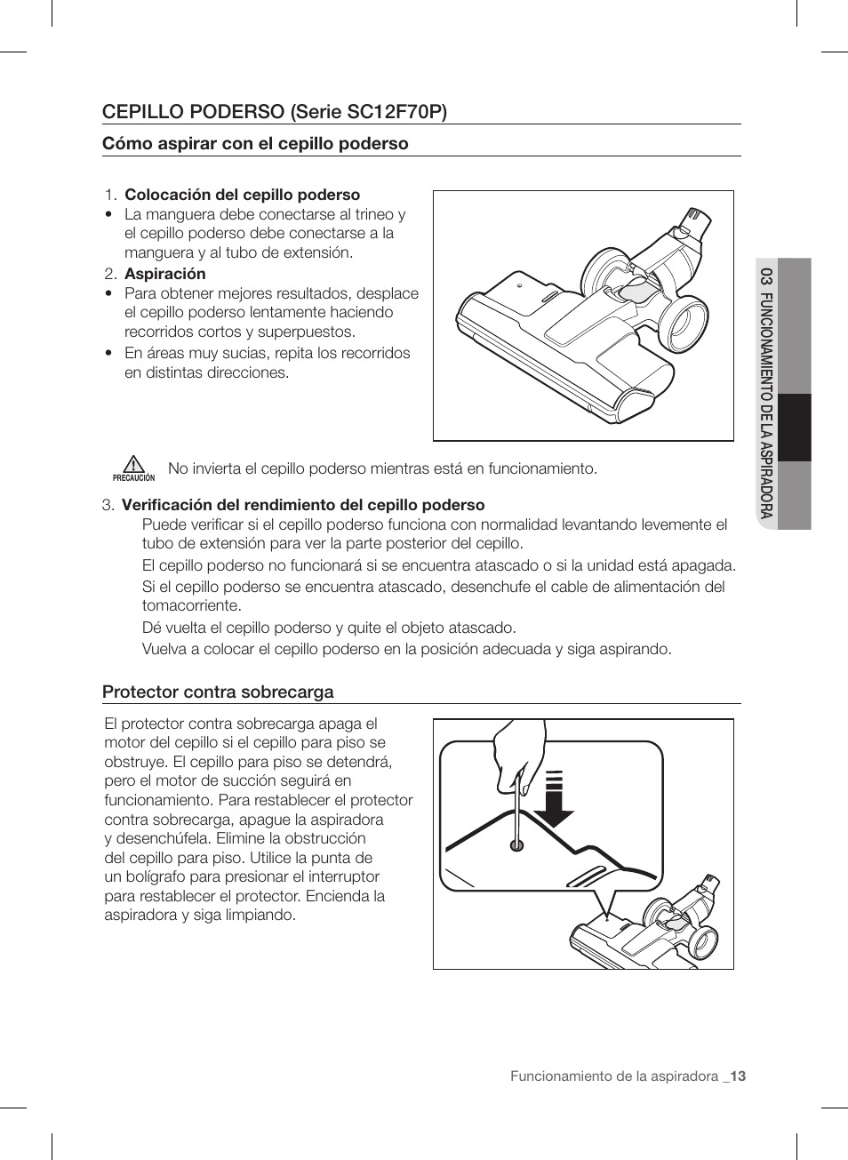 Cepillo poderso (serie sc12f70p) | Samsung VC12F70HNHR-AA User Manual | Page 61 / 72