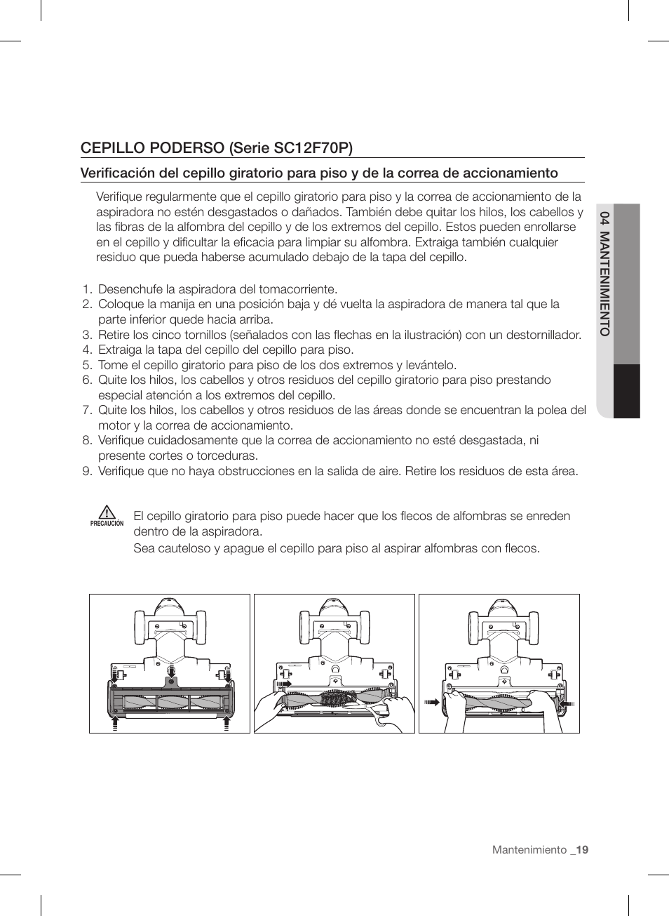 Cepillo poderso (serie sc12f70p) | Samsung VC12F70HNHR-AA User Manual | Page 67 / 72