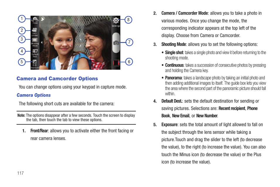 Camera and camcorder options | Samsung SGH-T839HAATMB User Manual | Page 122 / 262