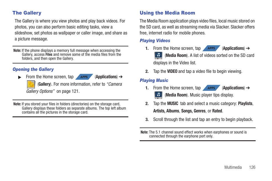 The gallery, Using the media room, The gallery using the media room | Samsung SGH-T839HAATMB User Manual | Page 131 / 262