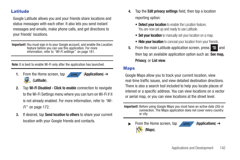 Latitude, Maps, Latitude maps | Samsung SGH-T839HAATMB User Manual | Page 147 / 262