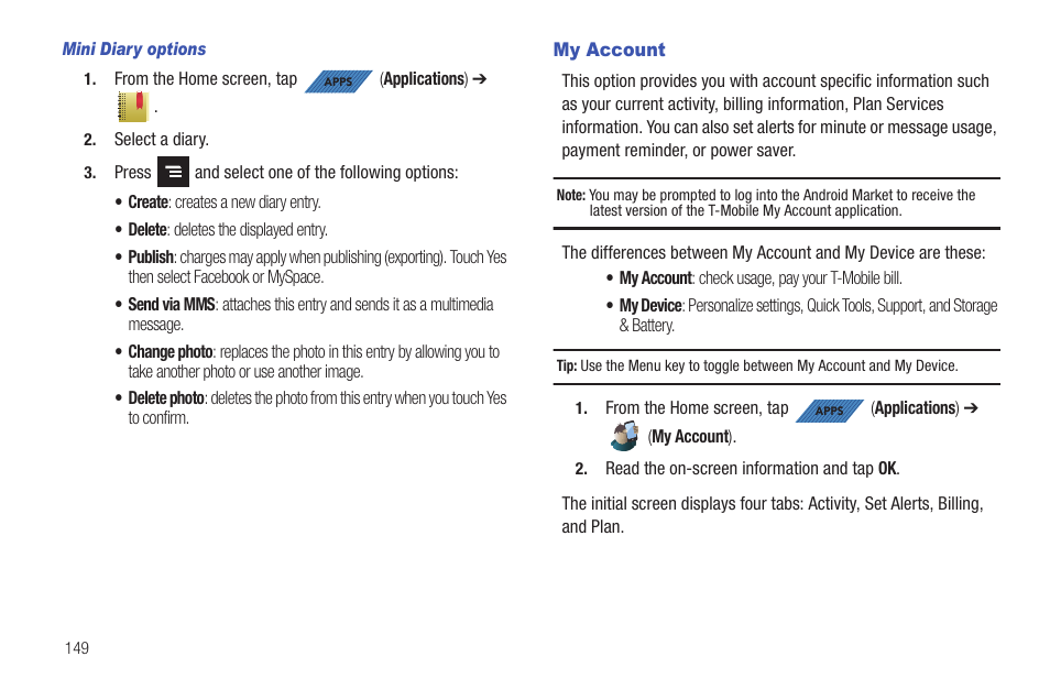 My account | Samsung SGH-T839HAATMB User Manual | Page 154 / 262