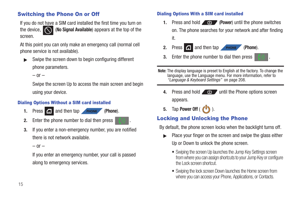 Switching the phone on or off, Locking and unlocking the phone | Samsung SGH-T839HAATMB User Manual | Page 20 / 262