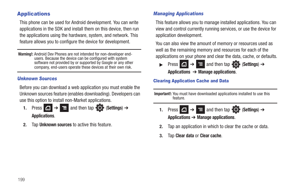 Applications | Samsung SGH-T839HAATMB User Manual | Page 204 / 262