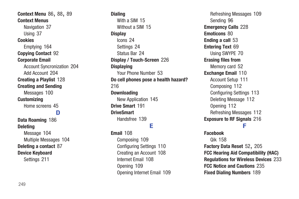 Samsung SGH-T839HAATMB User Manual | Page 254 / 262