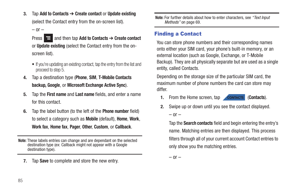 Finding a contact | Samsung SGH-T839HAATMB User Manual | Page 90 / 262