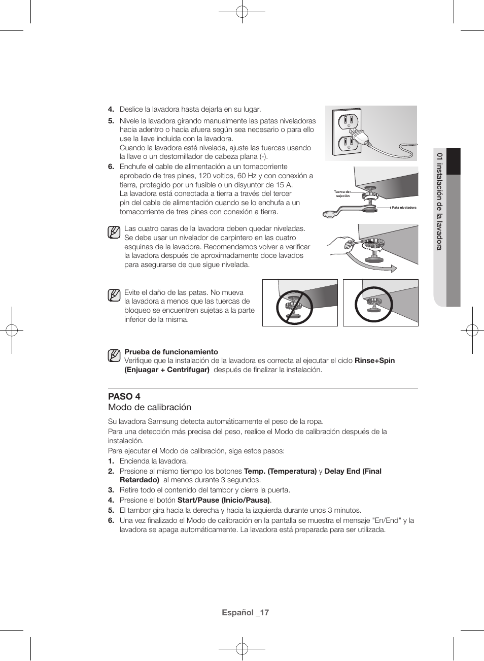 Paso 4 modo de calibración | Samsung WF42H5600AW-A2 User Manual | Page 105 / 132