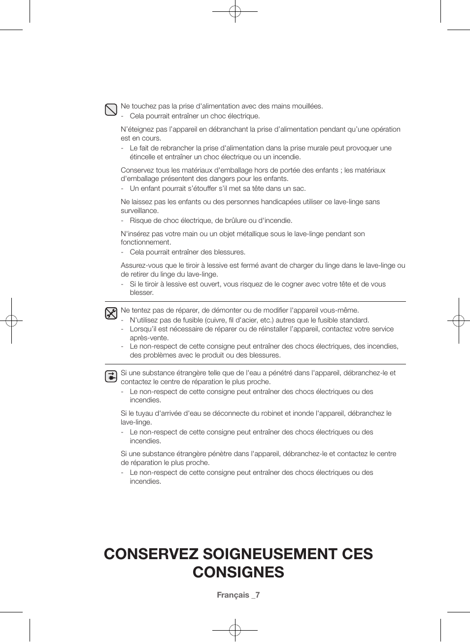 Conservez soigneusement ces consignes | Samsung WF42H5600AW-A2 User Manual | Page 51 / 132