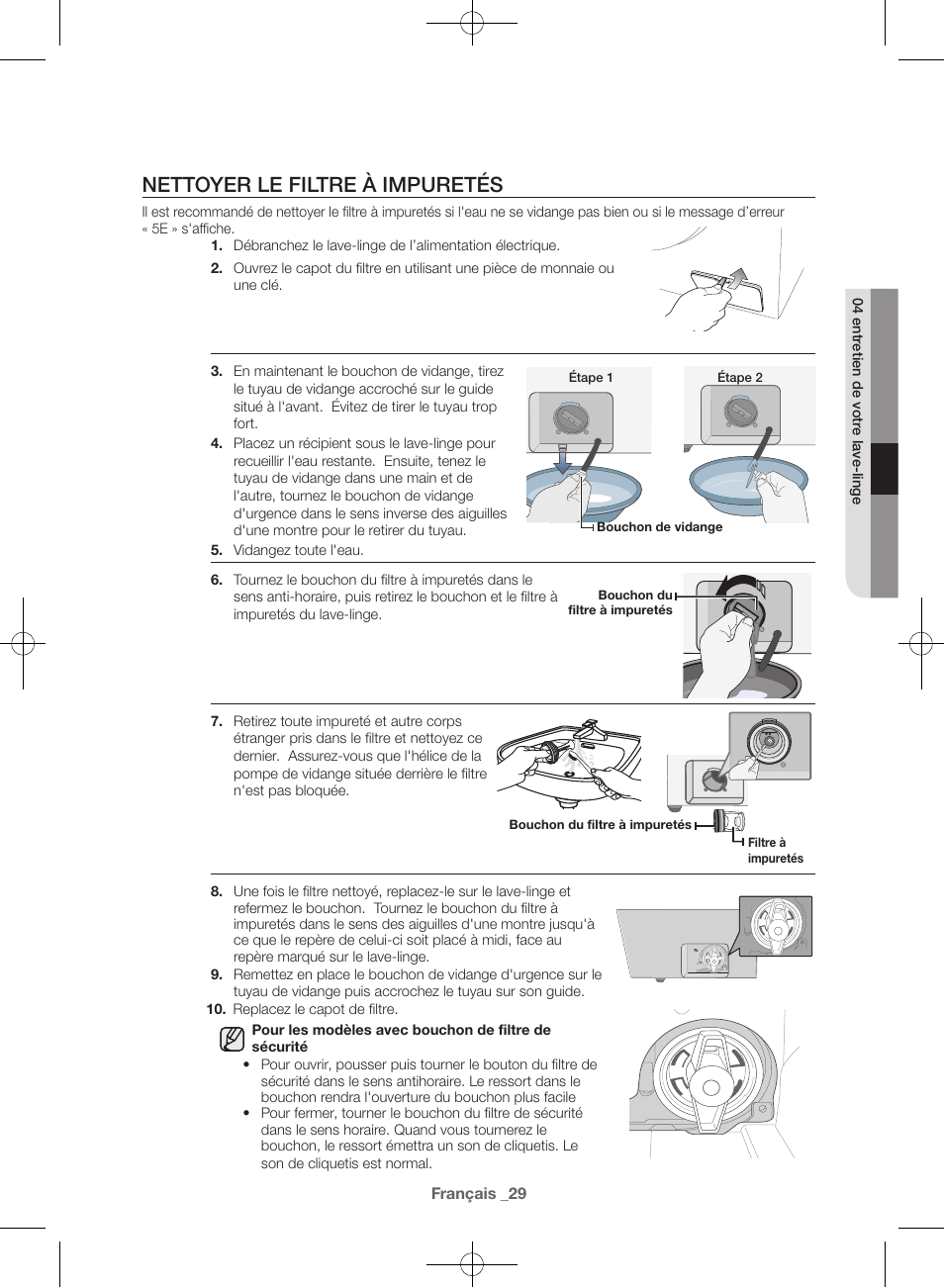 Nettoyer le filtre à impuretés | Samsung WF42H5600AW-A2 User Manual | Page 73 / 132