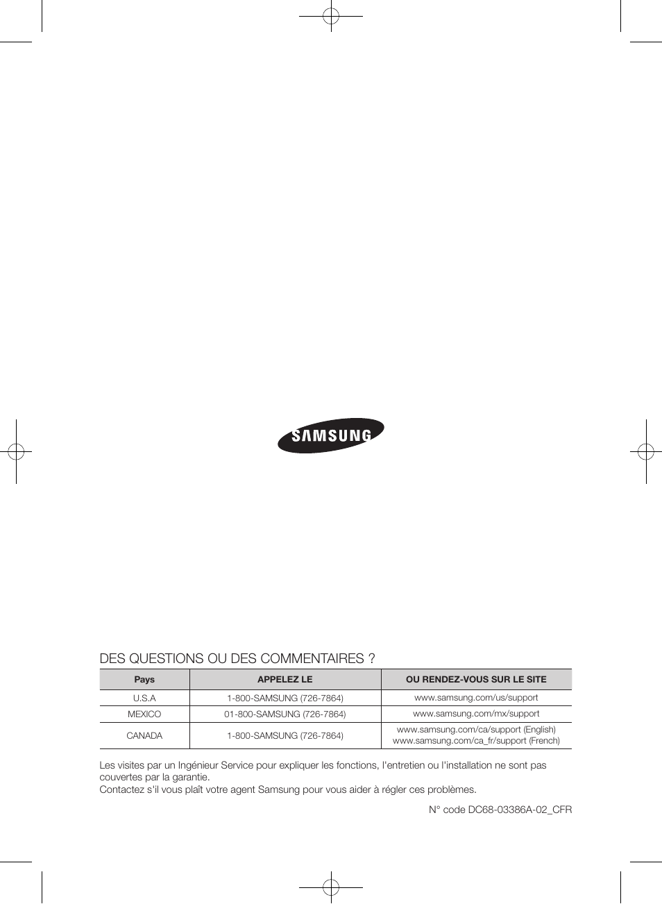 Des questions ou des commentaires | Samsung WF42H5600AW-A2 User Manual | Page 88 / 132