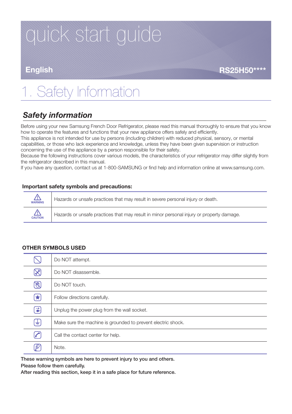 Samsung RS25H5000BC-AA User Manual | 12 pages