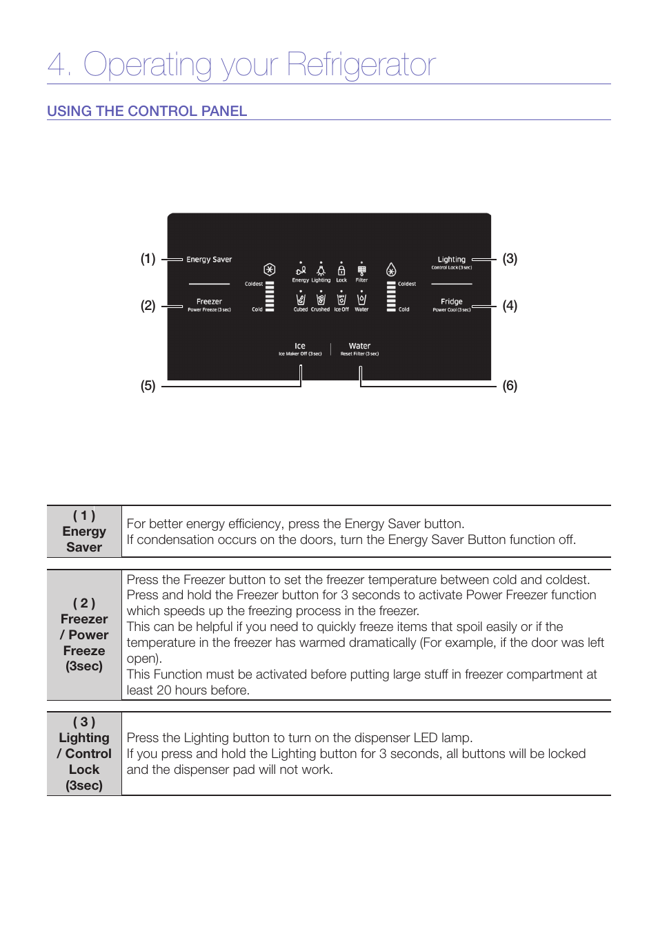 Operating your refrigerator | Samsung RS25H5000BC-AA User Manual | Page 10 / 12