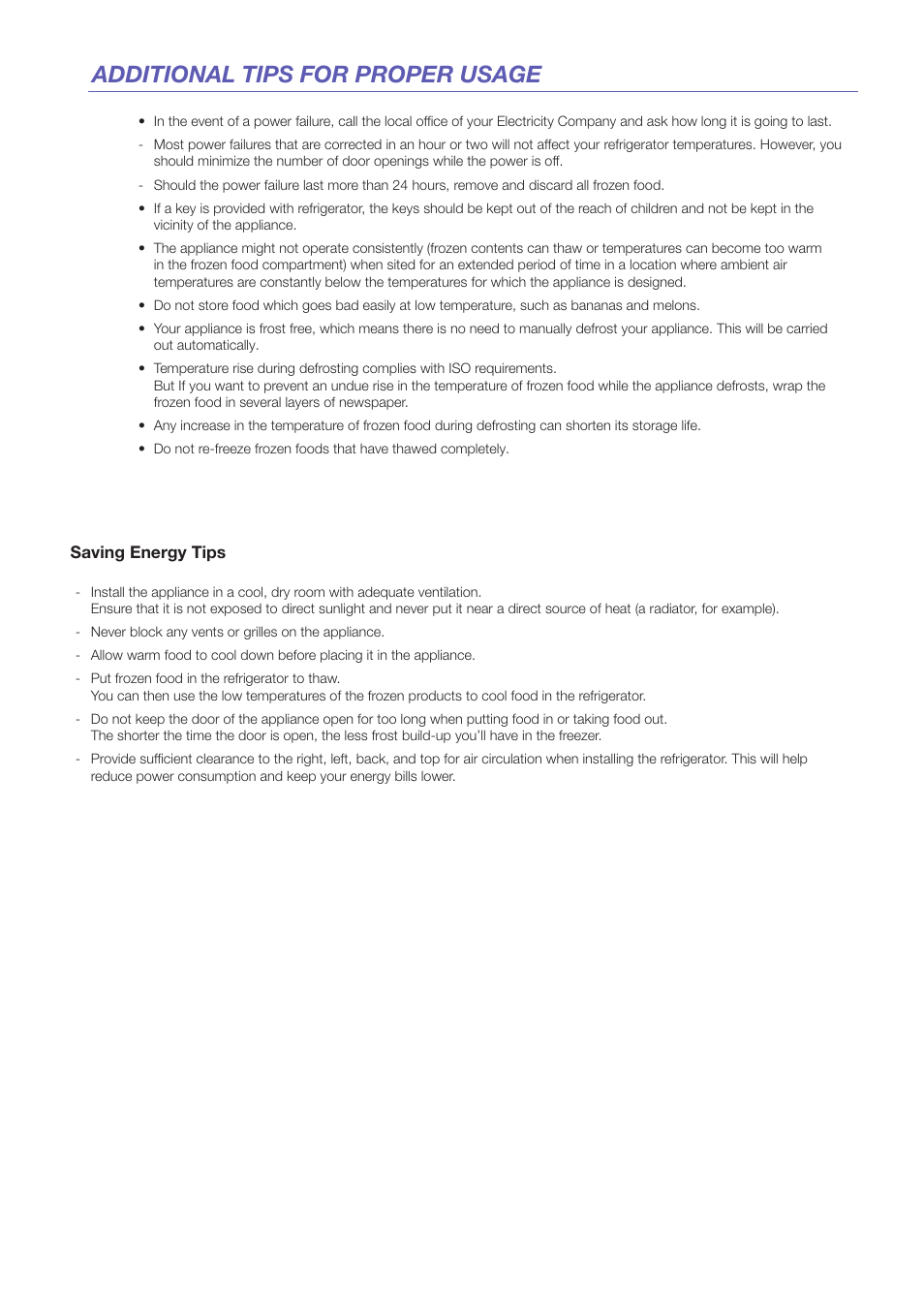 Additional tips for proper usage | Samsung RS25H5000BC-AA User Manual | Page 7 / 12