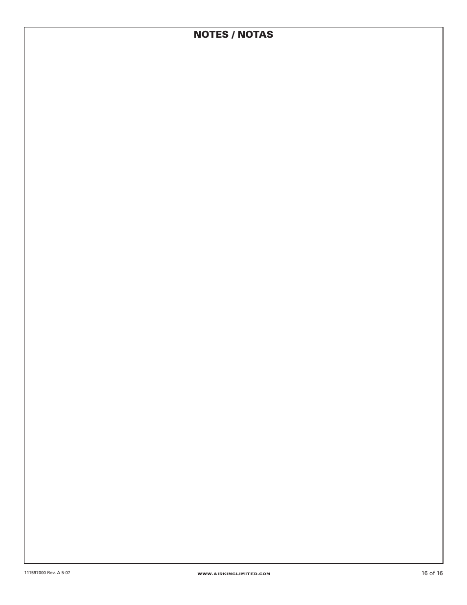 Air King Professional Series 48" models User Manual | Page 16 / 16
