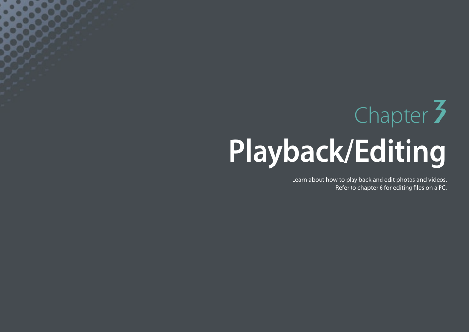 Chapter 3, Playback/editing, Chapter | Samsung EV-NX3000BOIUS User Manual | Page 101 / 186
