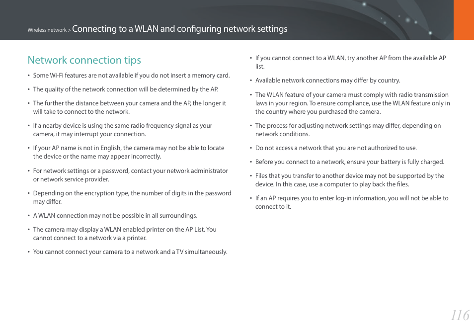Network connection tips | Samsung EV-NX3000BOIUS User Manual | Page 117 / 186