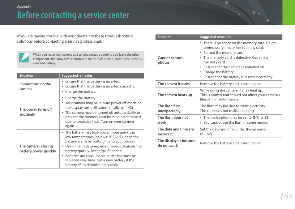 Before contacting a service center | Samsung EV-NX3000BOIUS User Manual | Page 169 / 186