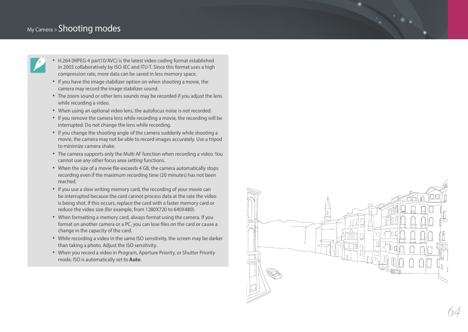 Shooting modes | Samsung EV-NX3000BOIUS User Manual | Page 65 / 186