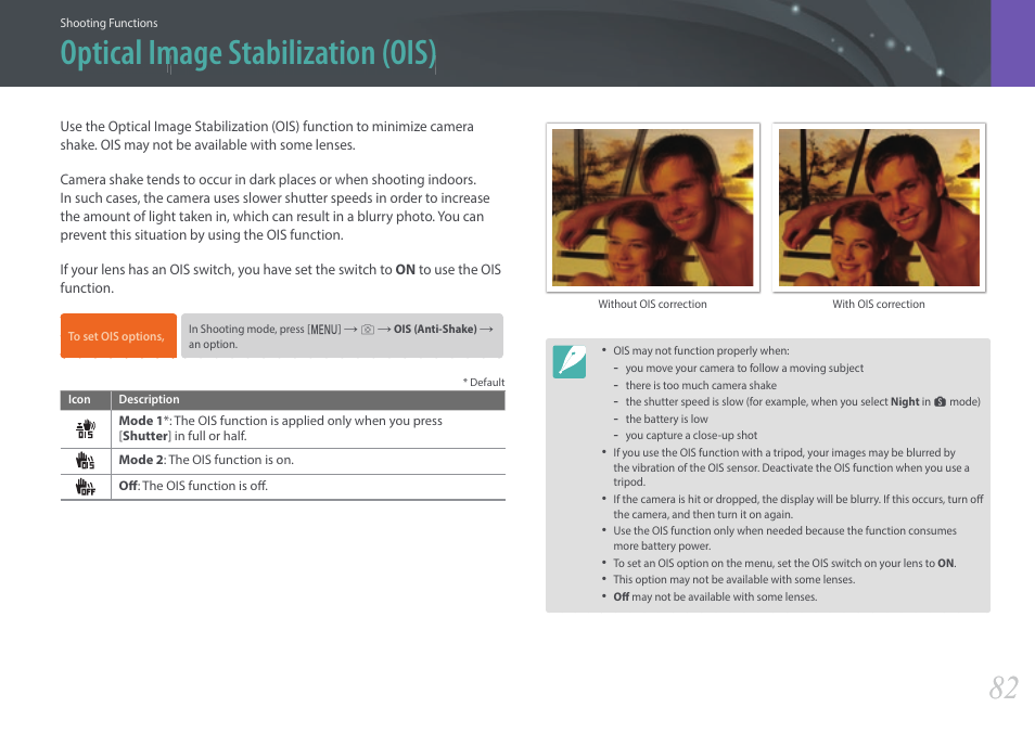 Optical image stabilization (ois) | Samsung EV-NX3000BOIUS User Manual | Page 83 / 186