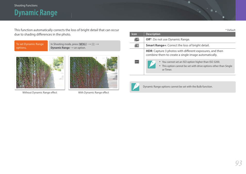 Dynamic range | Samsung EV-NX3000BOIUS User Manual | Page 94 / 186