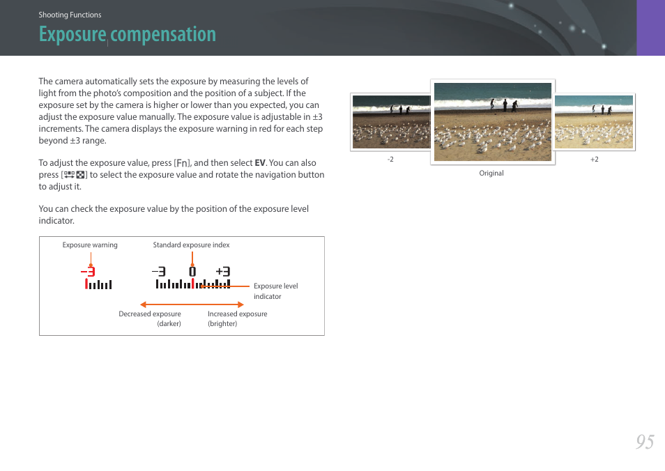 Exposure compensation | Samsung EV-NX3000BOIUS User Manual | Page 96 / 186