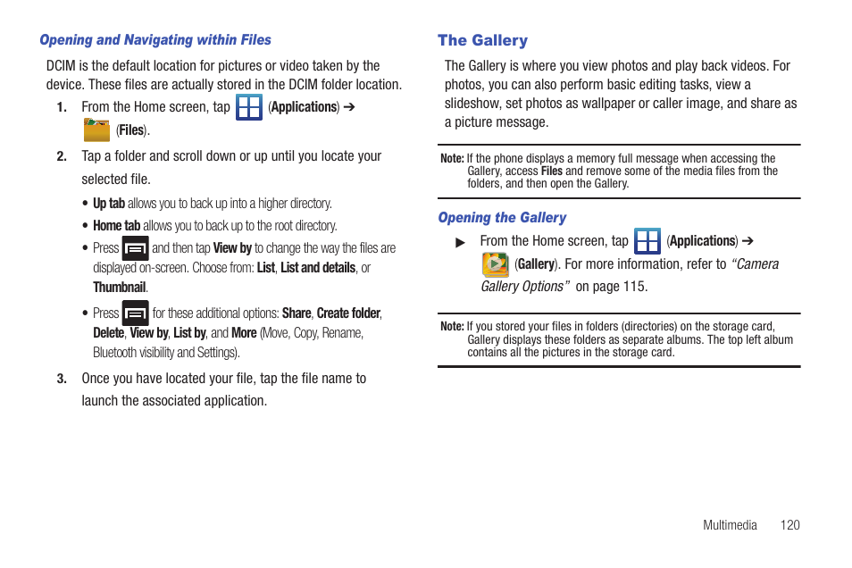 The gallery | Samsung SGH-T589HBBTMB User Manual | Page 125 / 240