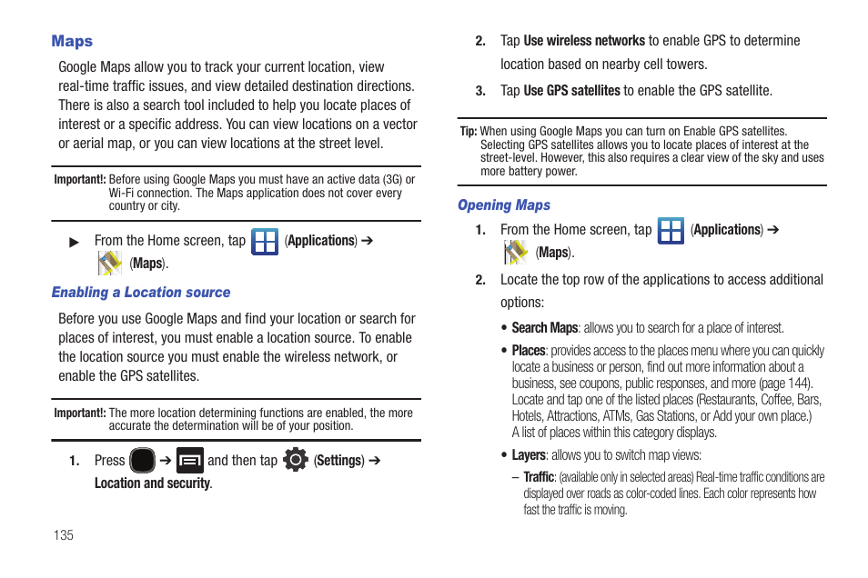 Maps | Samsung SGH-T589HBBTMB User Manual | Page 140 / 240