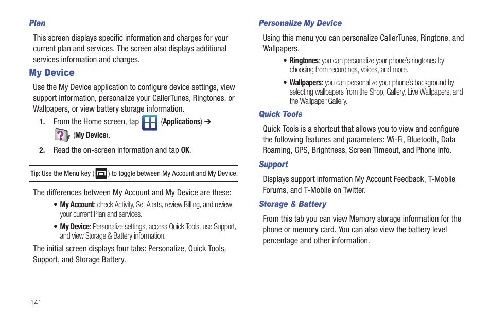 My device | Samsung SGH-T589HBBTMB User Manual | Page 146 / 240