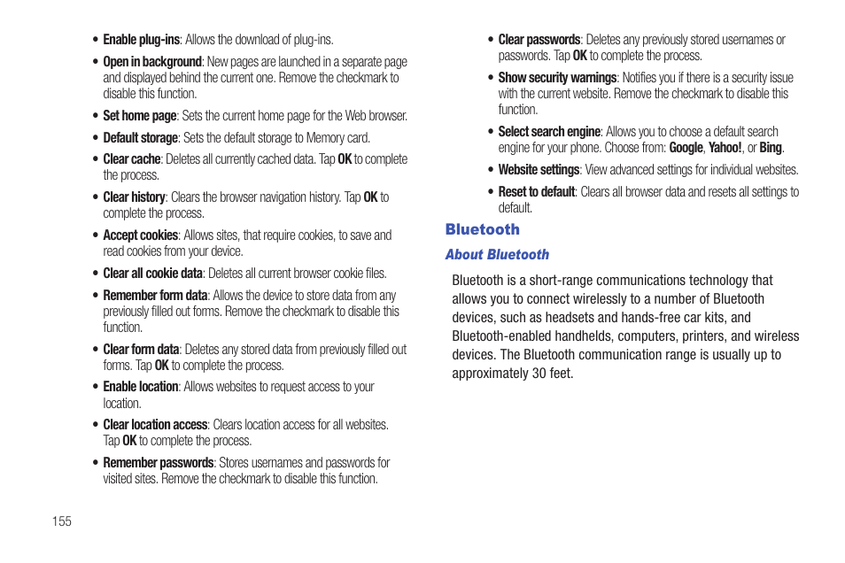 Bluetooth | Samsung SGH-T589HBBTMB User Manual | Page 160 / 240