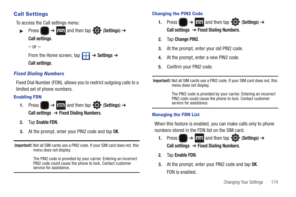 Call settings | Samsung SGH-T589HBBTMB User Manual | Page 179 / 240