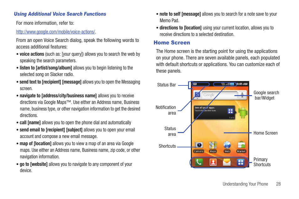 Home screen | Samsung SGH-T589HBBTMB User Manual | Page 33 / 240