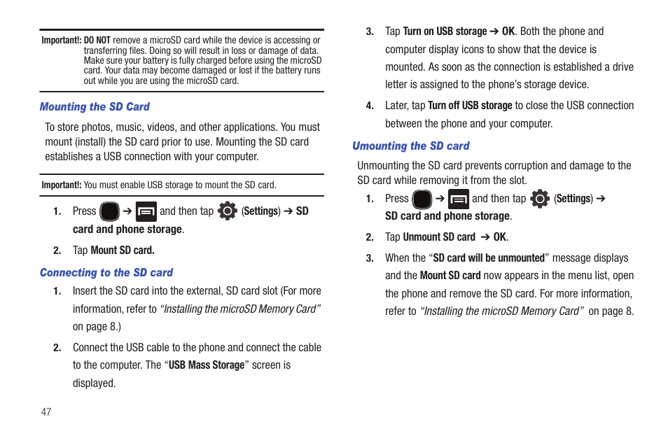 Samsung SGH-T589HBBTMB User Manual | Page 52 / 240