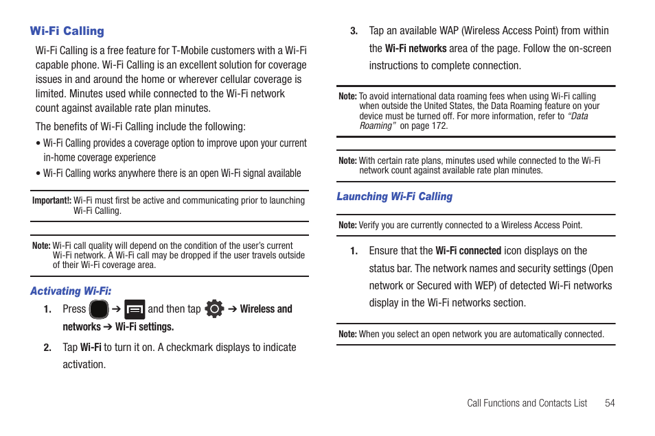 Wi-fi calling | Samsung SGH-T589HBBTMB User Manual | Page 59 / 240