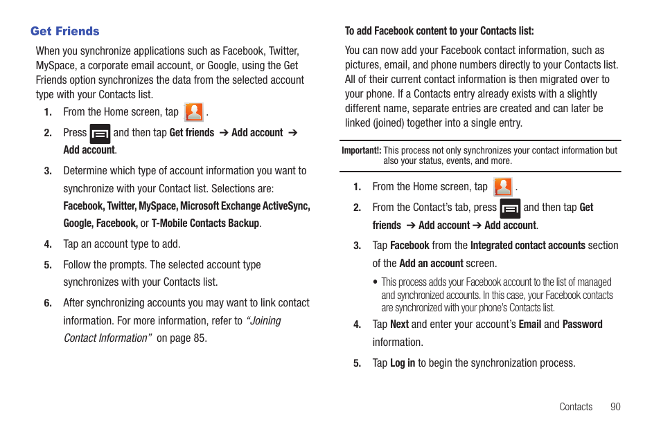 Get friends | Samsung SGH-T589HBBTMB User Manual | Page 95 / 240