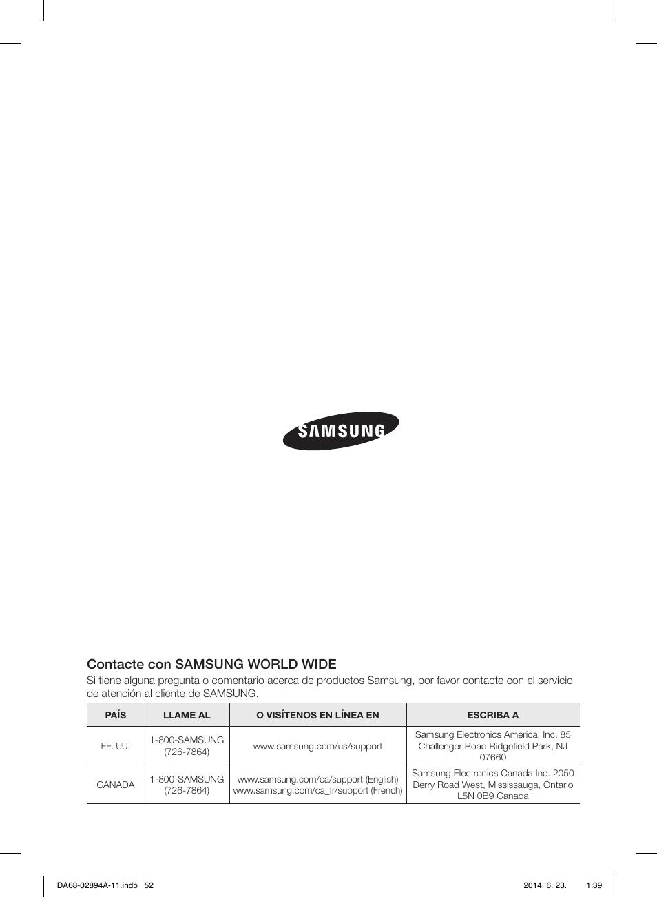 Contacte con samsung world wide | Samsung RF31FMEDBSR-AA User Manual | Page 104 / 156