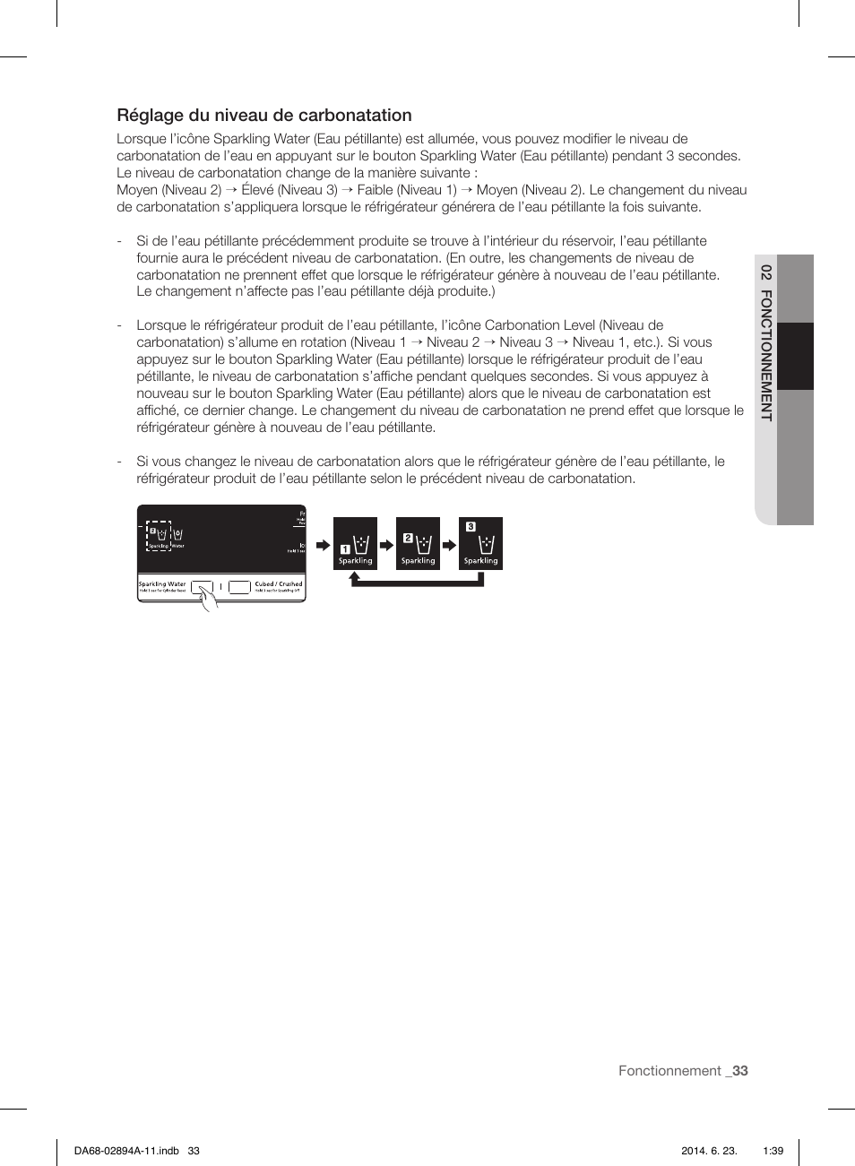 Réglage du niveau de carbonatation | Samsung RF31FMEDBSR-AA User Manual | Page 137 / 156