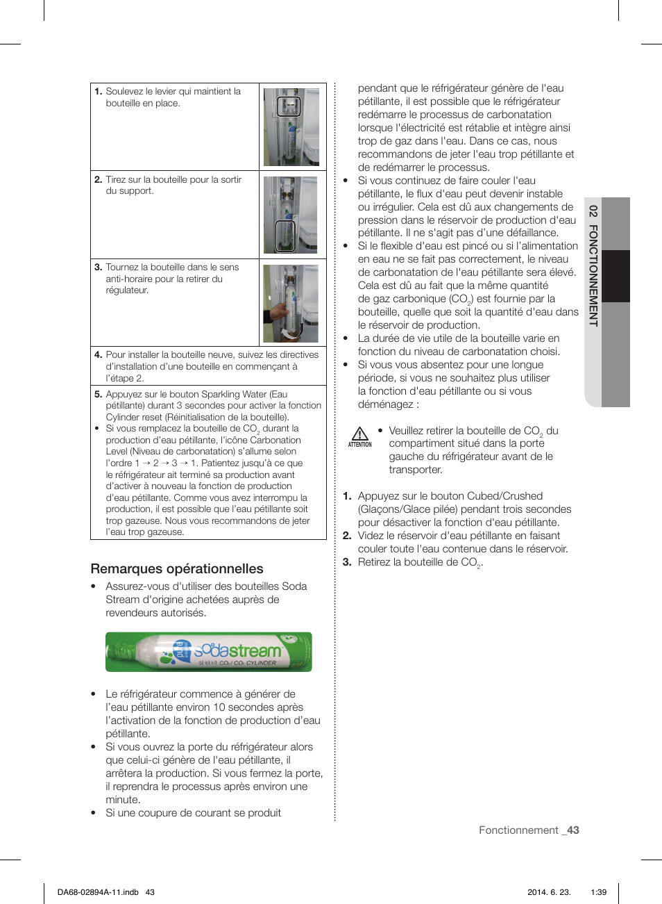 Remarques opérationnelles | Samsung RF31FMEDBSR-AA User Manual | Page 147 / 156