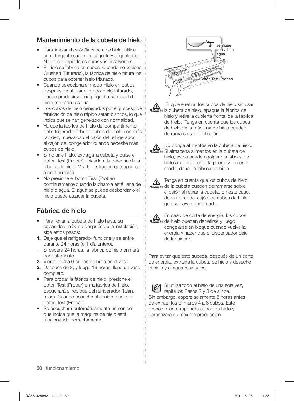 Mantenimiento de la cubeta de hielo, Fábrica de hielo | Samsung RF31FMEDBSR-AA User Manual | Page 82 / 156