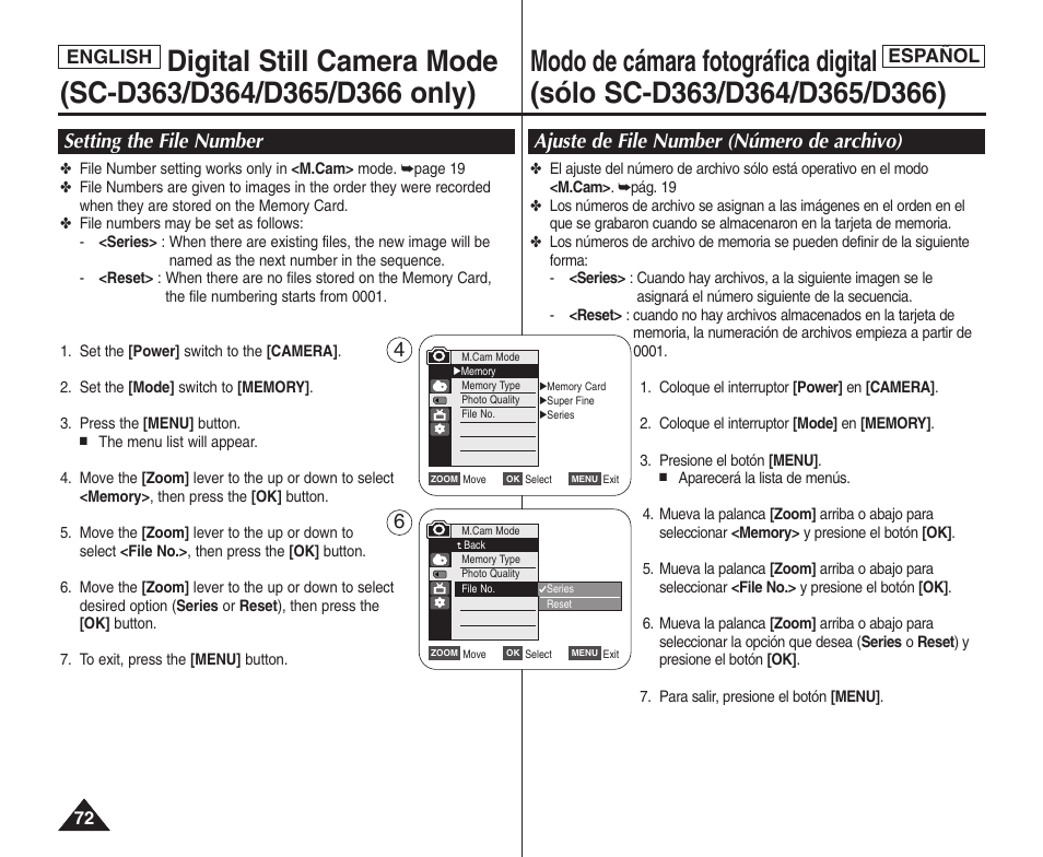 English español | Samsung SC-D364-XAP User Manual | Page 72 / 106