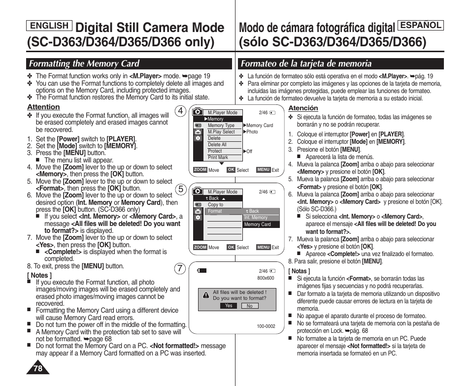 English español | Samsung SC-D364-XAP User Manual | Page 78 / 106