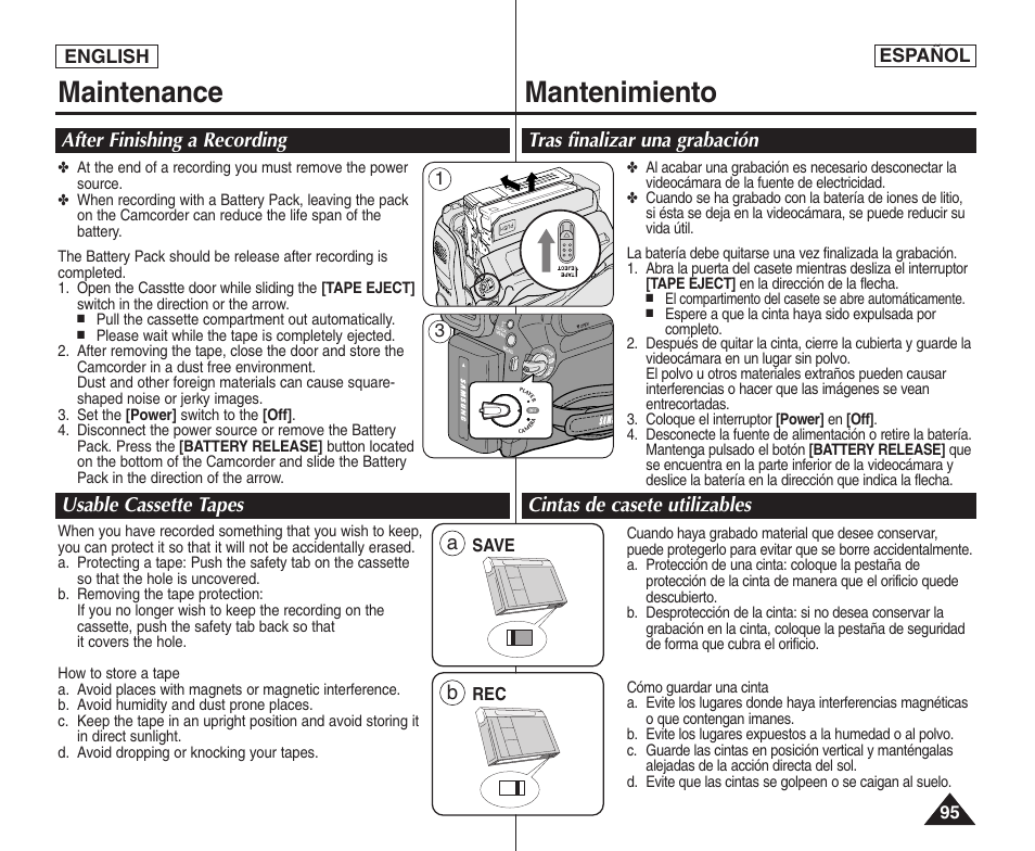 Maintenance mantenimiento | Samsung SC-D364-XAP User Manual | Page 95 / 106